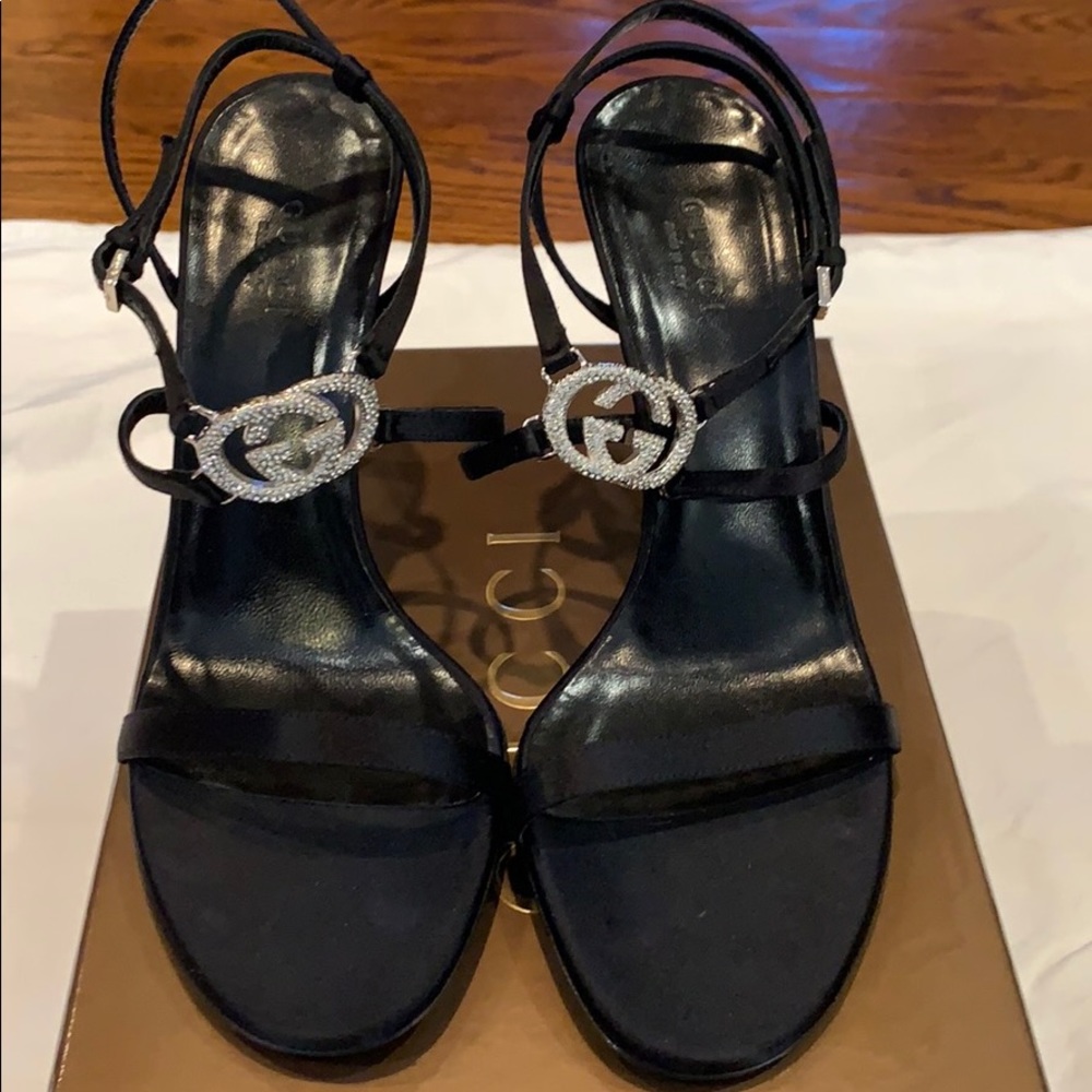 Gucci strappy heel. Crystal double G’s. Size 6M - Picture 1 of 12